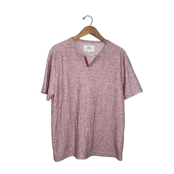 WRK Short Sleeve Tee Shirt Men’s XL Ribbed Textured Linen Blend Mauve - Picture 1 of 6